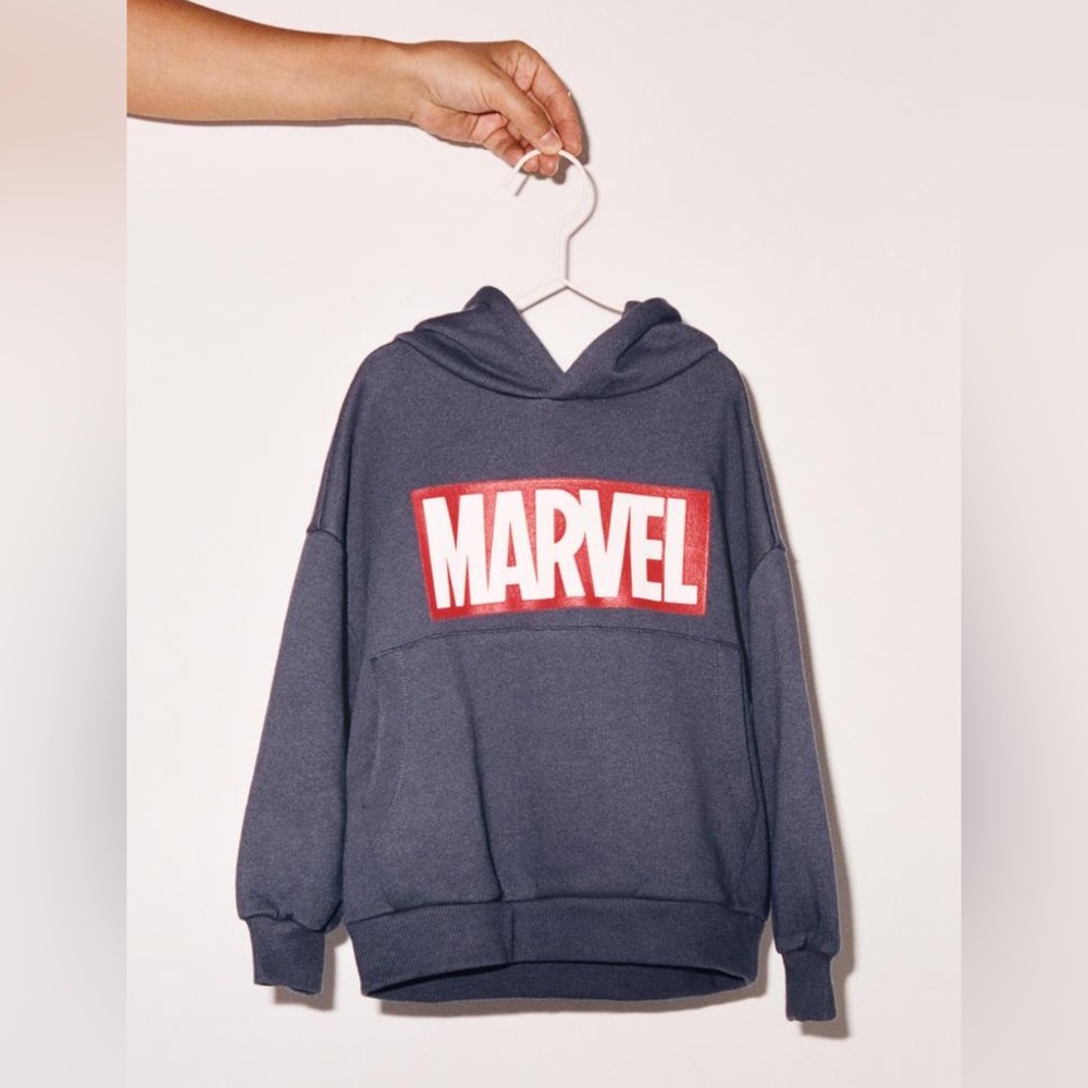 Zara MARVEL Charcoal Grey Toddler 3-4T Hoodie Sweatshirt Spider-Man Avengers
